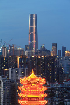 武汉黄鹤楼绿地中心风光夜景