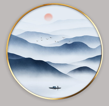 简约新中式山水意境装饰画