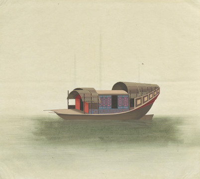 手绘清代运输船插画