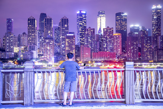 重庆夜色江边景