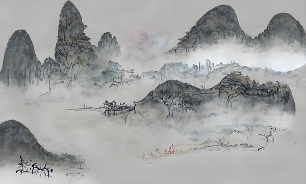 中国山水水墨画