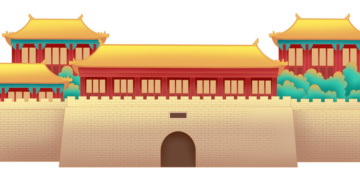 皇宫紫禁城古代建筑插画