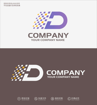 D字母logo彩旗logo