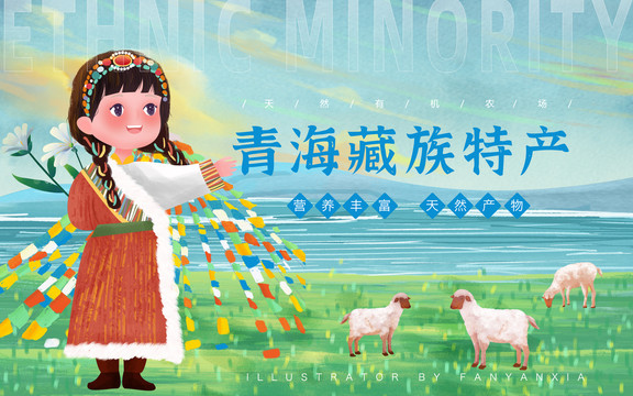 藏族特产女孩插画