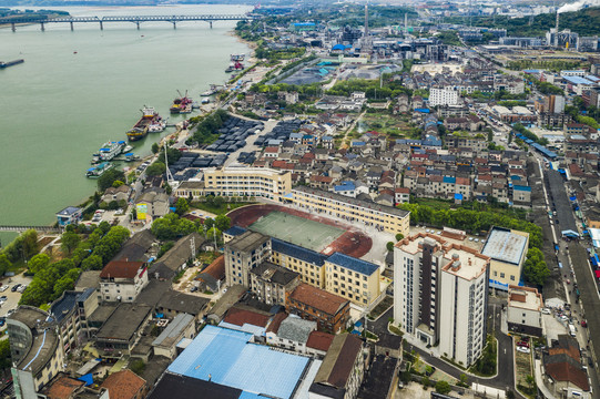 宜都市枝城小学航拍