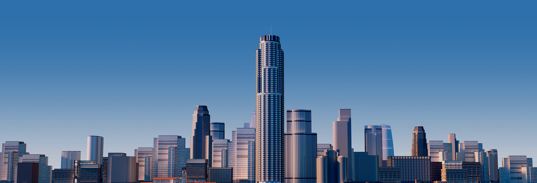 3D渲染城市建筑天际线