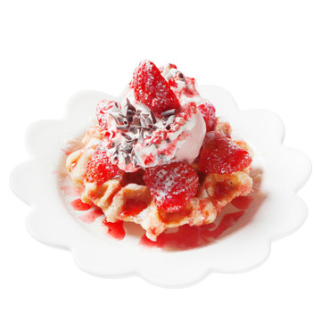 草莓冰淇淋华夫饼