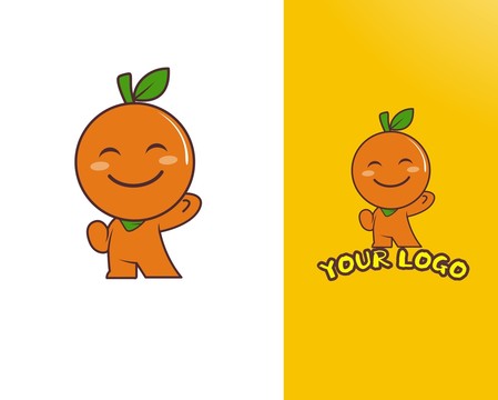 卡通橙子吉祥物公仔logo