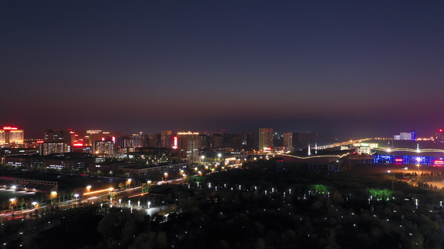 河北省沧州市夜景俯瞰图