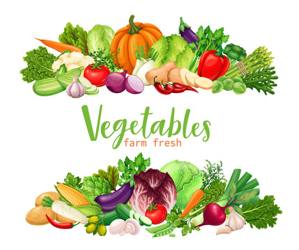 蔬菜水果矢量插图元素组合