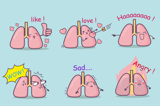 卡通风肺情绪拟人化插图素材