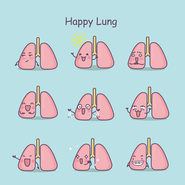 卡通风快乐的肺插图素材