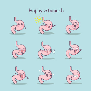 卡通风快乐的胃插图素材