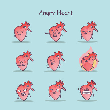 卡通风生气的心脏插图素材