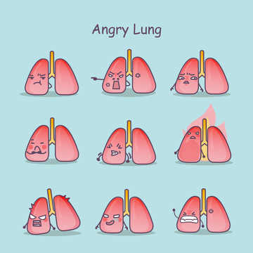 卡通风生气的肺插图素材