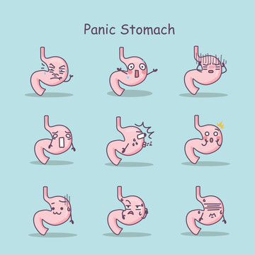 卡通风恐慌的胃插图素材