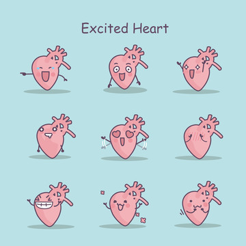 卡通风兴奋的心脏插图素材