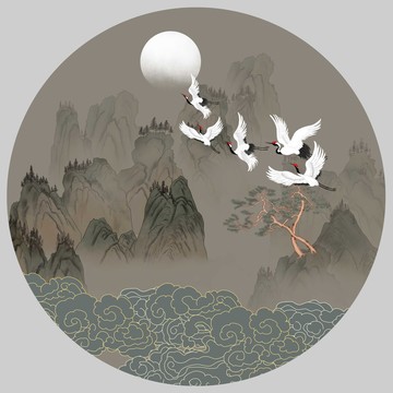 金线祥云山水画