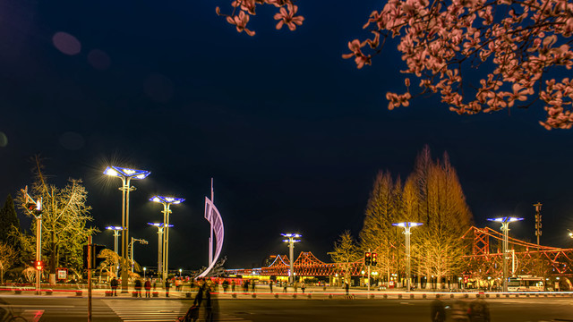 丹东夜景街边城市