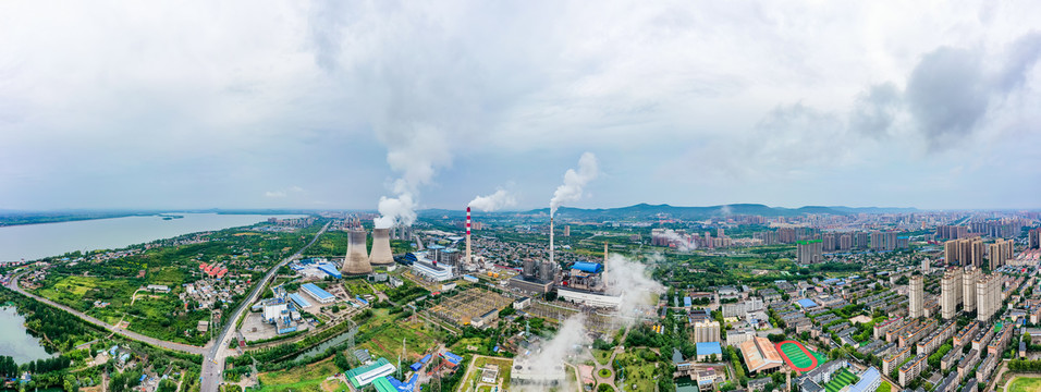 航拍河南平顶山火电厂全景图