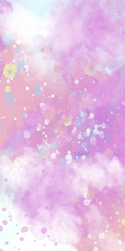 紫色云朵圆点水彩装饰画
