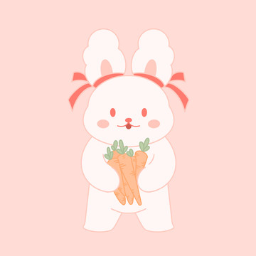卡通兔兔胡萝卜贴纸
