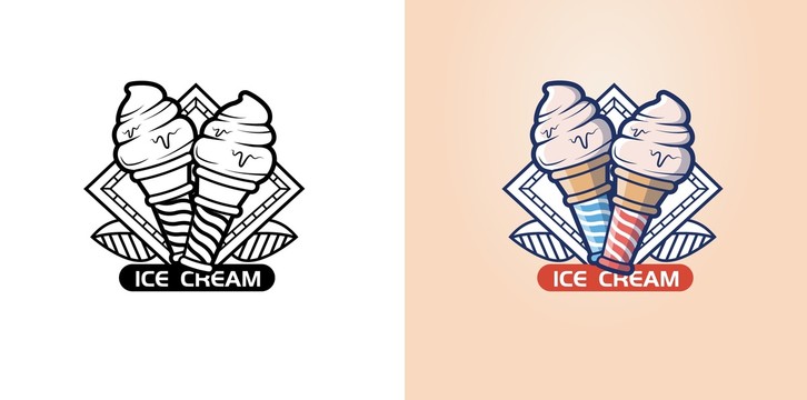 冰淇淋甜筒矢量美食插画海报