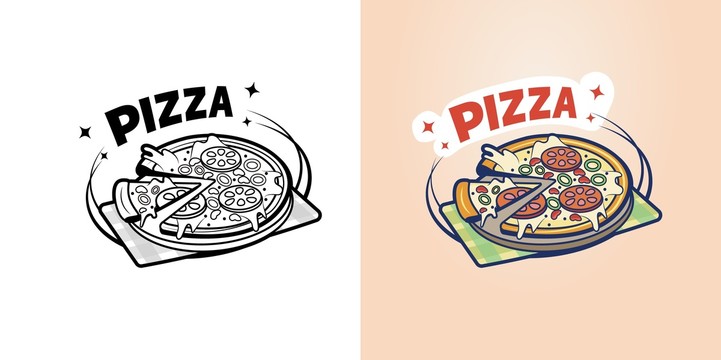 意式披萨矢量美食插画海报