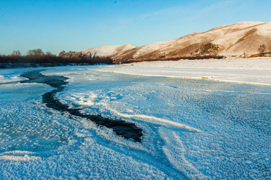 冬季根河冰封河面