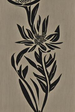 花卉黑白肌理装饰画