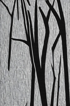 抽象树黑白肌理装饰画