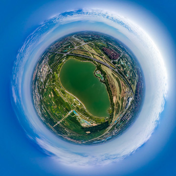 郑州象湖生态湿地公园球形全景