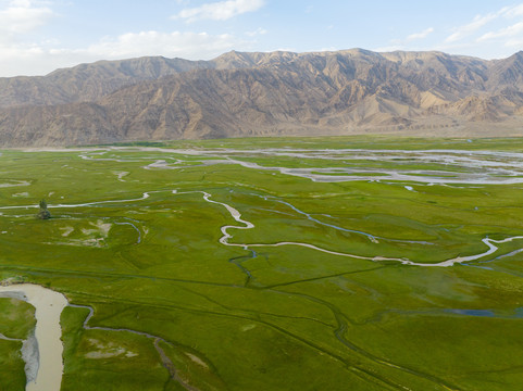 航拍新疆塔县帕米尔高原旅游区
