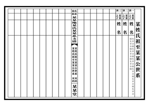 古书古籍族谱字帖模板十行A3