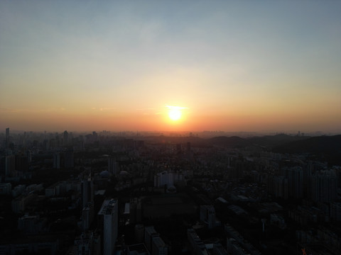 广州市区日落夕阳