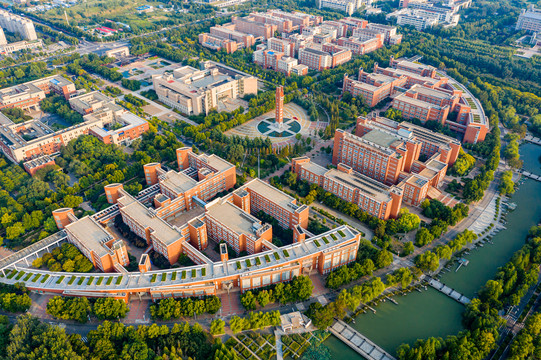 航拍郑州大学主校区核心教学区