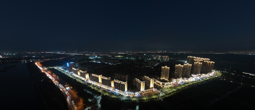 城市夜景住宅小区楼盘