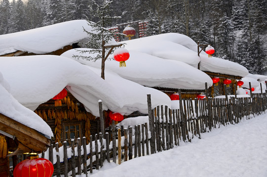 冬天雪屋雪乡雪蘑菇雪景