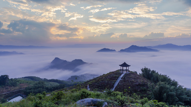 长宁双河镇高山云海朝霞风景