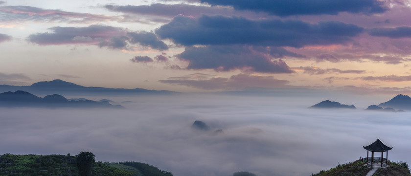 长宁双河镇高山云海朝霞风景