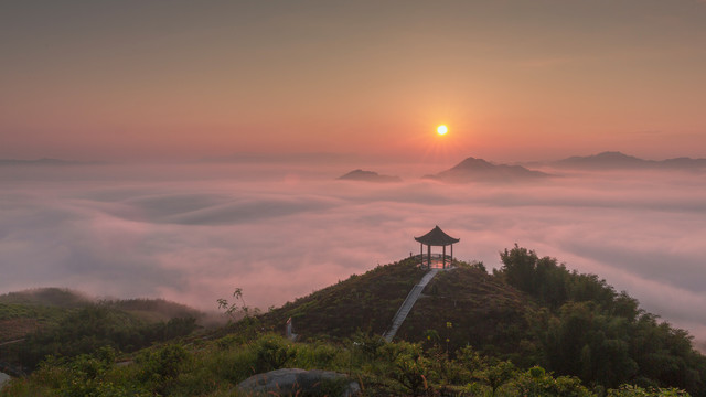 长宁双河镇高山云海朝霞风景