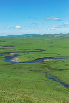 草原河流蒙古包牧场