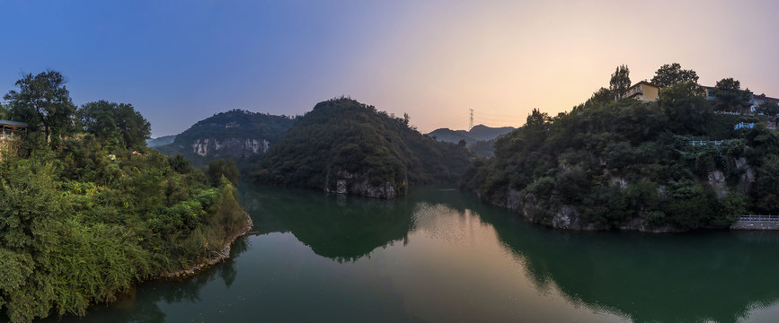 宽幅博山镇门峪水库全景大图