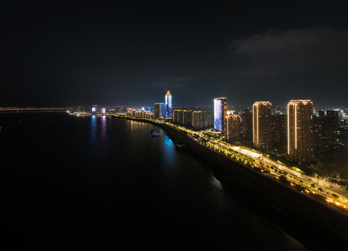 航拍安徽省芜湖市夜景