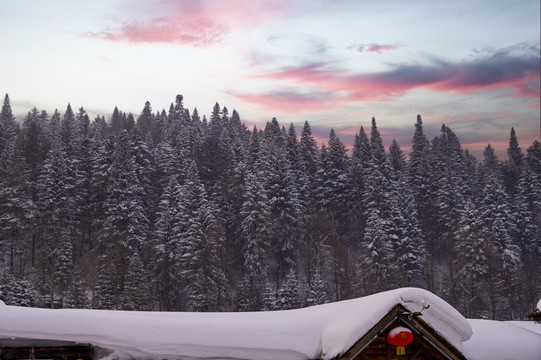 冬天夕阳雪景