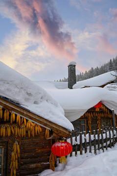 冬天夕阳雪景