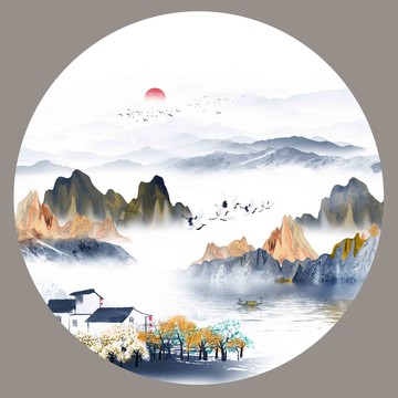 中式意境山水画