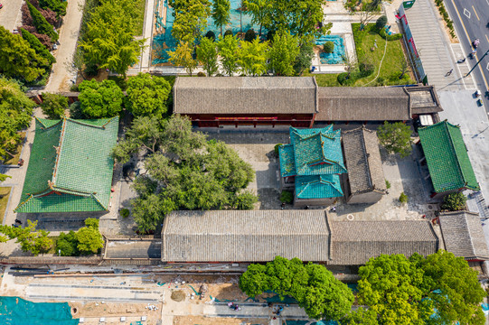 航拍河南郑州城隍庙古建筑群
