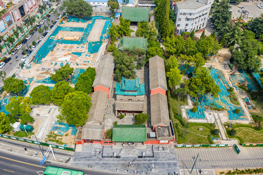 航拍河南郑州城隍庙古建筑群