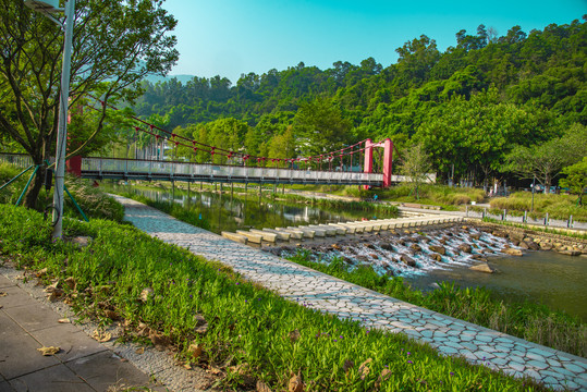 红桥晨景